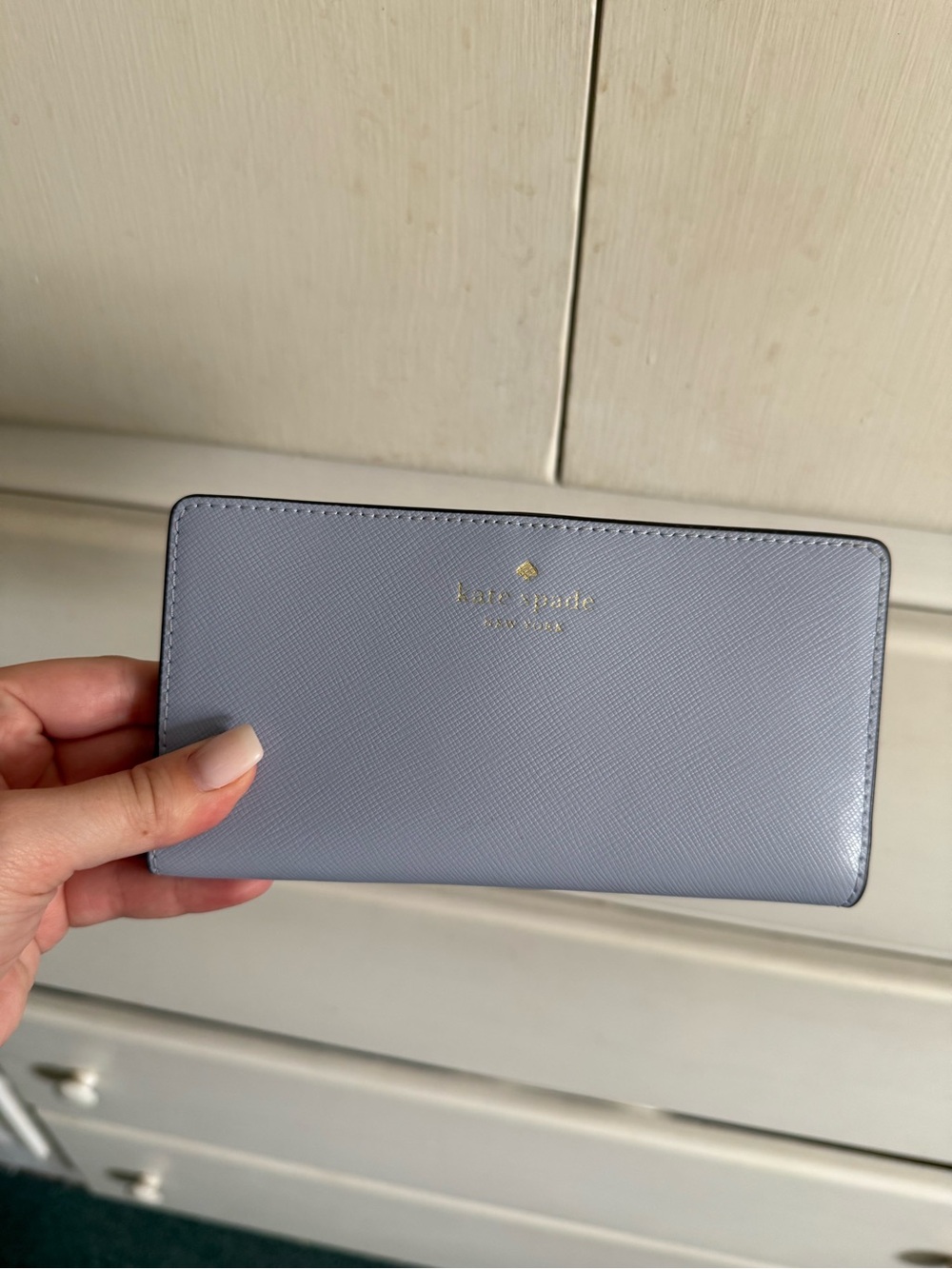 kate spade light lavender/gray Saffiano leather wallet